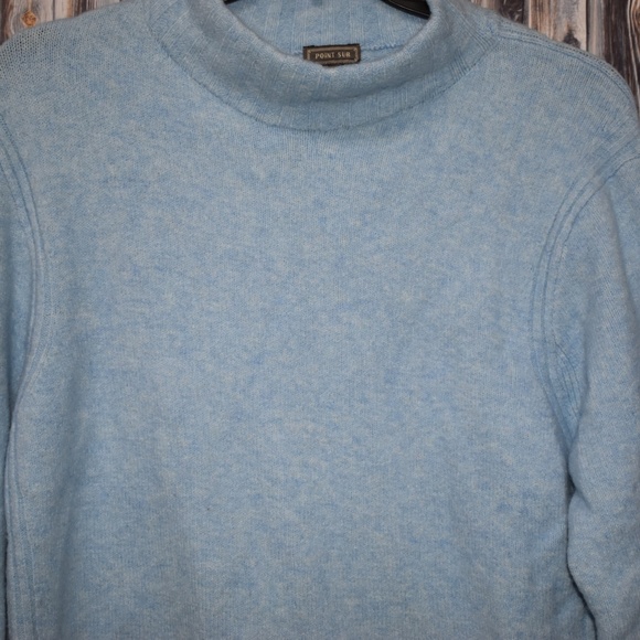Point Sur J. Crew Mockneck Heather Blue Sweater XL - Picture 2 of 7
